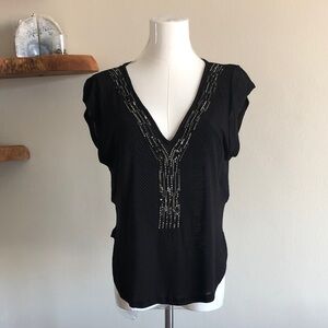 Elegant Black Beaded Women's Top